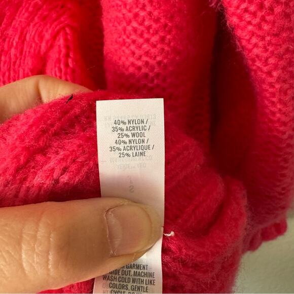 Aerie Peach Pink Happy Place Wool Blend Cable Knit Oversized Sweater Size Small - Picture 5 of 6